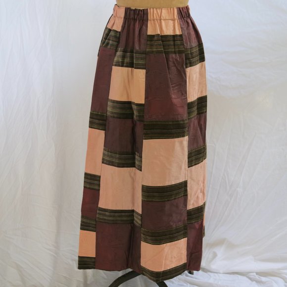 vtg MR HANK Velvet Moire Prairie Patchwork Maxi Skirt Hippie Gypsy Boho S/M EUC - Picture 4 of 10